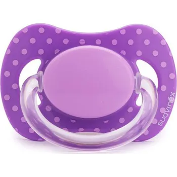 dudlíky Suavinex Fyziologický dudlíček 0+ latex fialový s puntíky