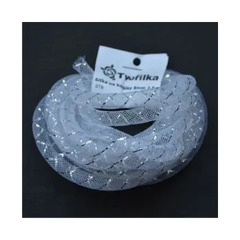 Dětské navlékací korálky Síťka na korálky (modistická dutinka) 8mm 2,5m bílá s průtahem
