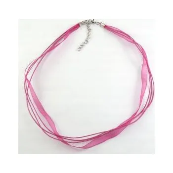 Šňůra na krk se zapínáním (SZA) tmavě růžová 1 ks