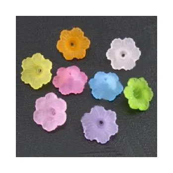 Dětské navlékací korálky Akrylové kytičky "kvítek" zelené 1ks