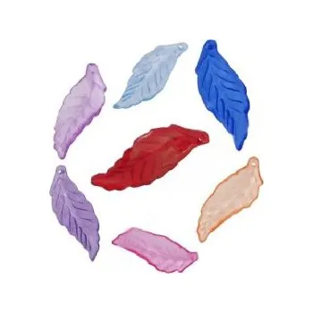 Dětské navlékací korálky Akrylové lístečky úzké červené 1ks