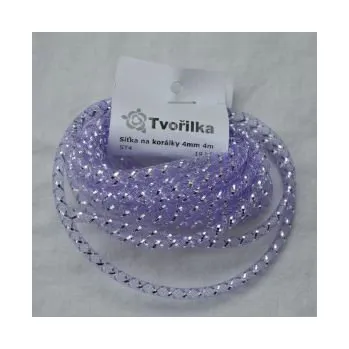 Dětské navlékací korálky Síťka na korálky (modistická dutinka) 4mm 4m sv.fialová s průtahem