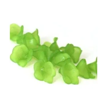 Dětské navlékací korálky Akrylové kytičky "pootevřené" - zelené - 1ks