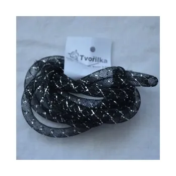 Síťka na korálky (modistická dutinka) 8mm 2,5m černá s průtahem
