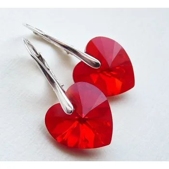 Náušnice Lafira stříbrné náušnice červené srdce 410