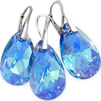 Souprava šperků PEAR stříbrná sada Aquamarine (Dámská stříbrná souprava šperků)