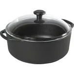Litinový hrnec 5,5l, 29cm, skleněná poklička, švédská litina Skeppshult 0510 (Hrnec Skeppshult na vaření, 5,5 litrový se skleněnou pokličkou, švédská litina)