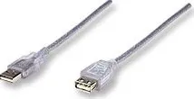 Datový kabel Manhattan USB 2.0 kabel A-A M/F 1,8m, stříbrný