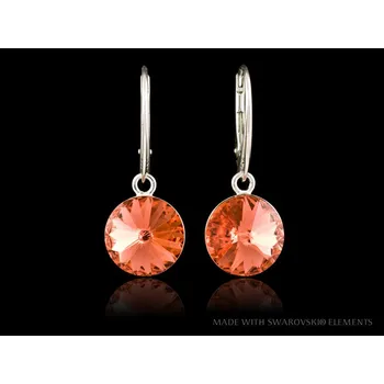 Náušnice RIVOLI stříbrné náušnice visací Padparadscha - 12 mm (Dámské stříbrné náušnice)