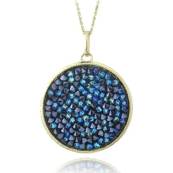 Náhrdelník ROCKS pozlacený přívěsek Bermuda Blue - 15 mm (MADE WITH SWAROVSKI® ELEMENTS - přívěsek)