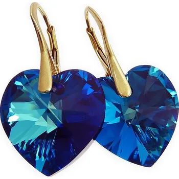 Náušnice Lafira pozlacené náušnice srdce Blue 643