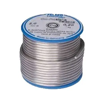 Páječka Pájka cínová Cu-Rotin 4 S-Sn97Ag3, 3mm 250g se stříbrem FELDER (FELDER 14953020 Letovací drát pro měkké pájení měděných trubek s obsahem stříbra)
