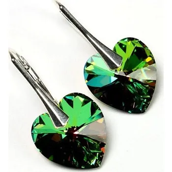 Náušnice Lafira stříbrné náušnice zelené srdce 242