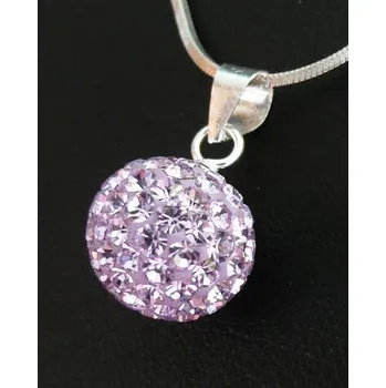 Náhrdelník Lafira stříbrný přívěsek fialová kulička 12 mm 070