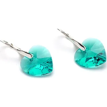 Náušnice Stříbrné náušnice srdce Blue Zircon (Dámské stříbrné náušnice)