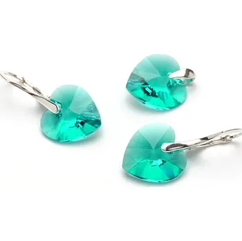Souprava šperků HEART stříbrná sada srdce Blue Zircon (Dámská stříbrná souprava šperků)