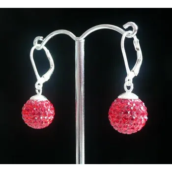 Náušnice Lafira stříbrné náušnice červené kuličky 10 mm 003