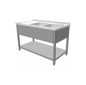 Digestoř Nerezový mycí stůl s lisovanými dřezy a policí (šířka 600 mm), délka 900 mm