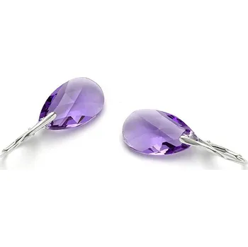Náušnice Lafira stříbrné náušnice fialové Pear 530