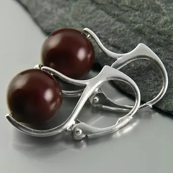 Náušnice PEARLS stříbrné náušnice Maroon (Dásmké stříbrné náušnice)