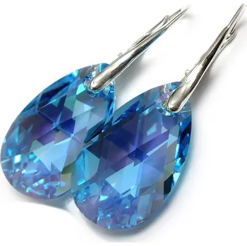Náušnice Lafira stříbrné náušnice modré Pear 489