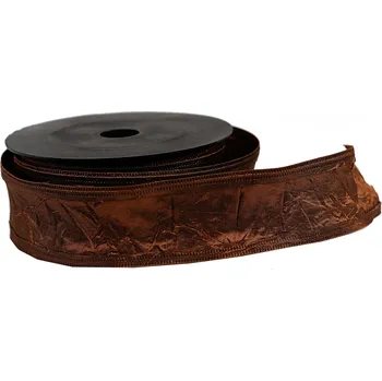 Stuha Textilní mačkaná stuha 4cm x 9,1m 88 hnědá