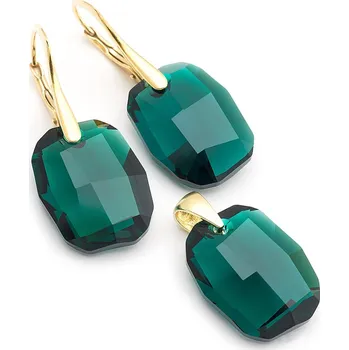 Souprava šperků Pozlacené stříbrná souprava Graphic Emerald (Dámská stříbrná souprava šperků)
