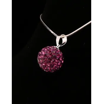 Náhrdelník Lafira stříbrný přívěsek fialová kulička 12 mm 076