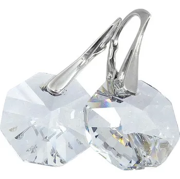 Náušnice Stříbrné náušnice Octagon Crystal (Dámské stříbrné náušnice)