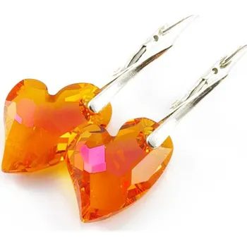 Náušnice Lafira stříbrné náušnice oranžové srdce 380