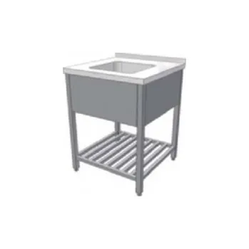 Digestoř Nerezový mycí stůl s lisovaným dřezem a roštovou policí (šířka 700 mm), délka 500 mm