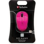 Myš Verbatim bezdrátová, 1 kolečko, USB, růžová, 1600dpi