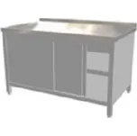 Nerezový pracovní stůl skříňový s posuvnými dvířky a policí (šířka 600 mm), délka 1600 mm