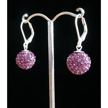 Náušnice Lafira stříbrné náušnice tmavě fialové kuličky 12 mm 011