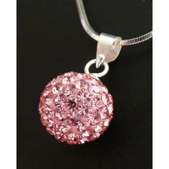 Náhrdelník Lafira stříbrný přívěsek růžová kulička 12 mm 075