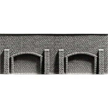 Modelová železnice NOCH 48059 TT Tvrzená pěna - zeď kamenné kvádry opěrná s arkádami 518x97mm NO48059