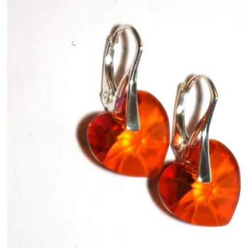Náušnice Lafira stříbrné náušnice oranžové srdce 573