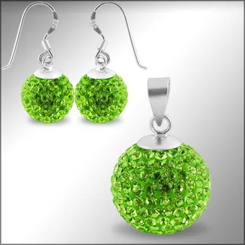 Souprava šperků Lafira stříbrná sada šperků kuličky zelené 213