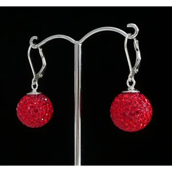 Náušnice Lafira stříbrné náušnice červené kuličky 14 mm 017