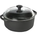 Litinový hrnec 4l, 25cm, skleněná poklička, švédská litina Skeppshult 0410 (Hrnec Skeppshult na vaření, 4 litrový se skleněnou pokličkou)