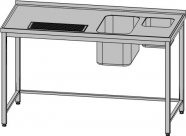 Nerezový výčepní stůl s dřezem, umývátkem a odkapem (šířka 600 mm), rozměry délka 1100 mm