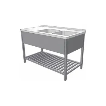 Digestoř Nerezový mycí stůl s lisovanými dřezy a roštovou policí (šířka 600 mm), délka 900 mm