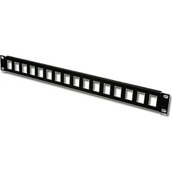Patch panel PP-01-16-H Patch panel 1U, 16 pozic Keystone, 19", neosazený, RAL9005