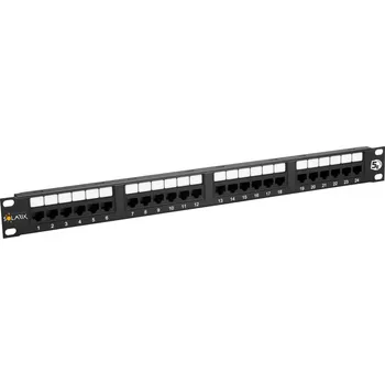 Patch panel SX24-5E-UTP-BK Patch panel UTP 24xRJ45 kat. 5E, 1U, 19", osazený, černý