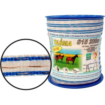 Ohradník Páska pro elektrický ohradník S15, 15mm, 200m, modro-bílá