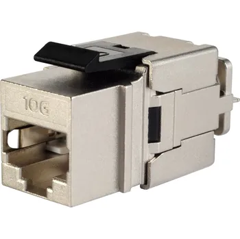 Patch panel SXKJ-10G-STP-BK-NA Modul Keystone RJ45, kat. 6A 10G, STP, rychlozařezávací, stříbrný