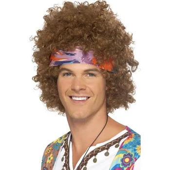 Smiffys paruka, UNI, afro hippie - hnědá