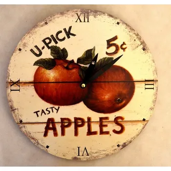 Hodiny Nástěnné dřevěné hodiny Apples - Jablka 30cm