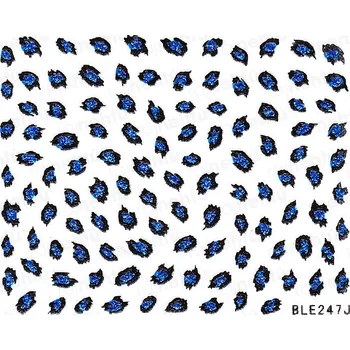 Samolepky na nehty - modré, leopard