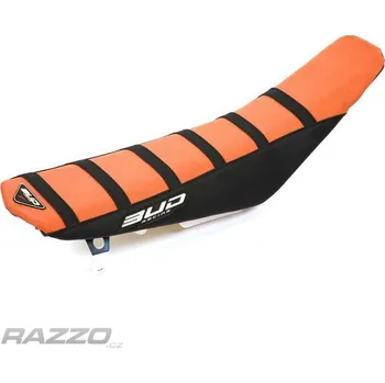 Moto sedlo Potah sedla BudRacing Seat Cover FullTraction KTM SX / SXF 16-18 EXC 17-19 OrangeBlack Blk Stripes